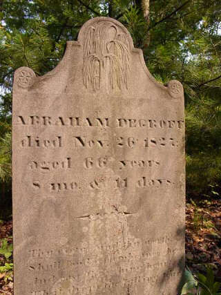 photo of gravestone in Degroff Cemetery