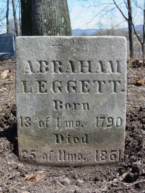 photo of Abraham Leggett stone, Quaker Church Cemetery