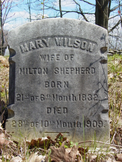 photo of Mary Shepherd stone, Quaker Church Cemetery
