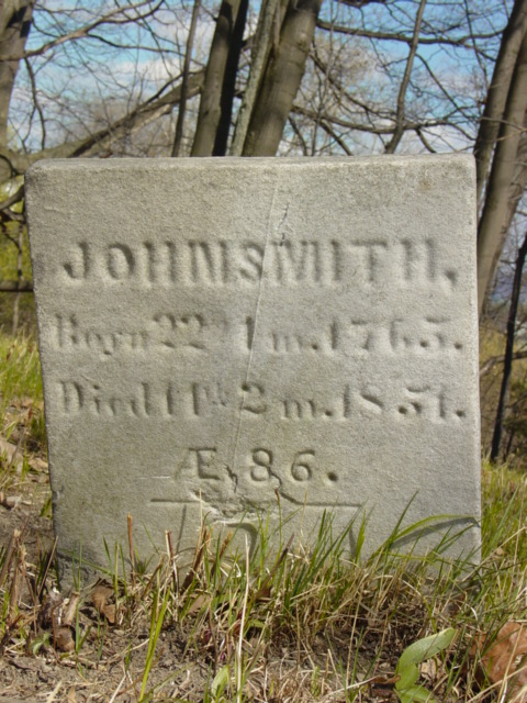photo of John Smith stone, Quaker Church Cemetery