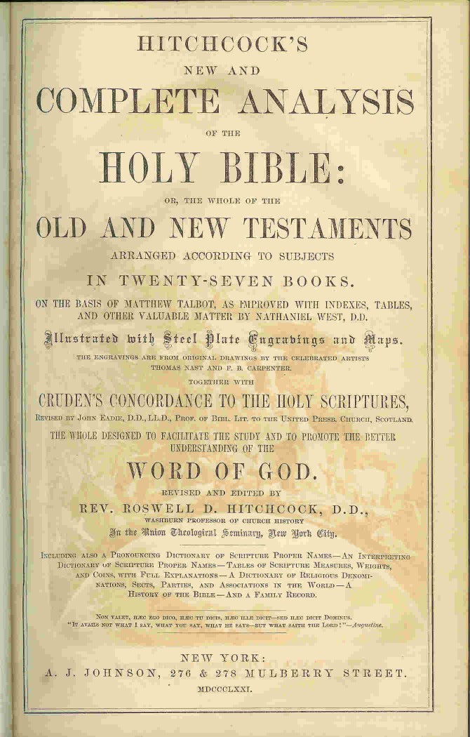 Isabela Thompson Bible, Title Page